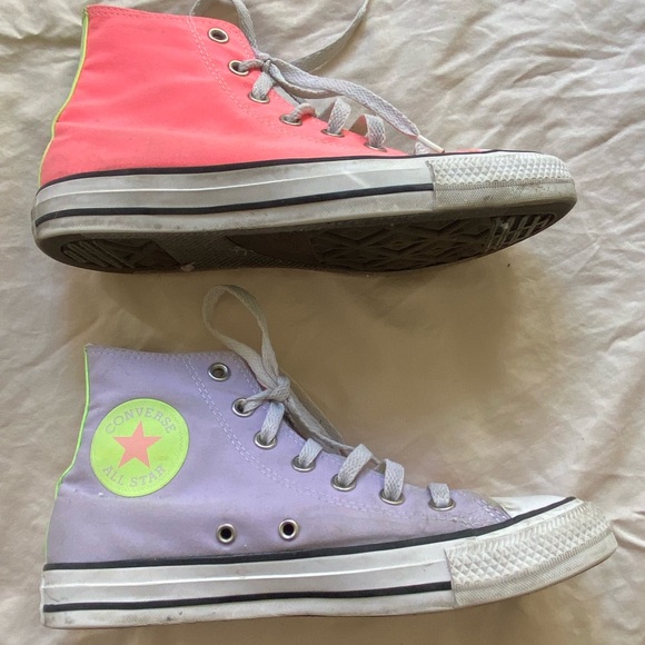 Converse Unisex Shoes | Neon Color Block Chucks Taylor All Star High Tops - Picture 1 of 4